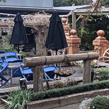 Hind Quarters Cafe Outdoor Garden Area main road